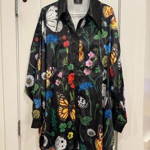 GREAT USED QUALITY Posh Satin Playsuit TOP ONLY in Folklore Florals